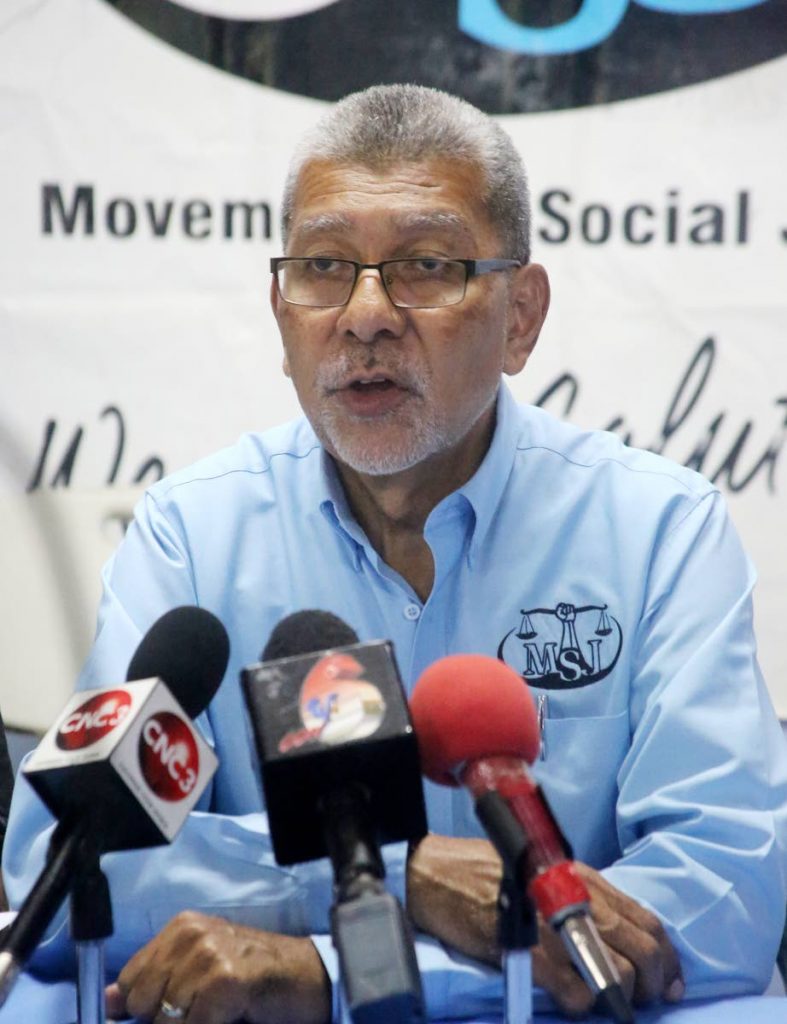 MSJ political leader David Abdulah yesterday at a press briefing at the party's office in San Fernando. PHOTO BY VASHTI SINGH