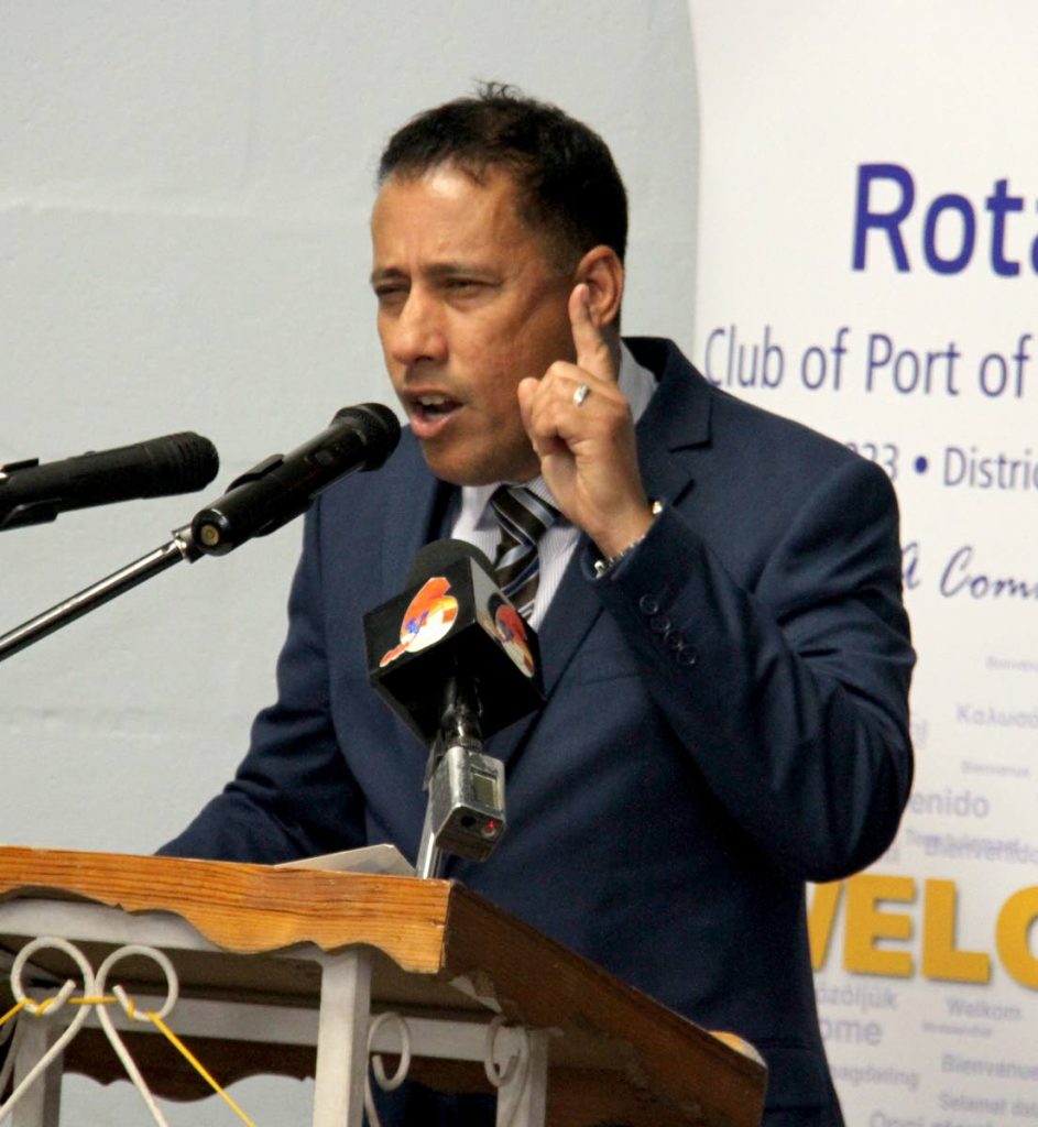 File photo: Commissioner of Police Gary Griffith makes a forceful point during his feature address to a lunch meeting of the PoS Rotary Club in Woodbrook. PHOTO BY ROGER JACOB