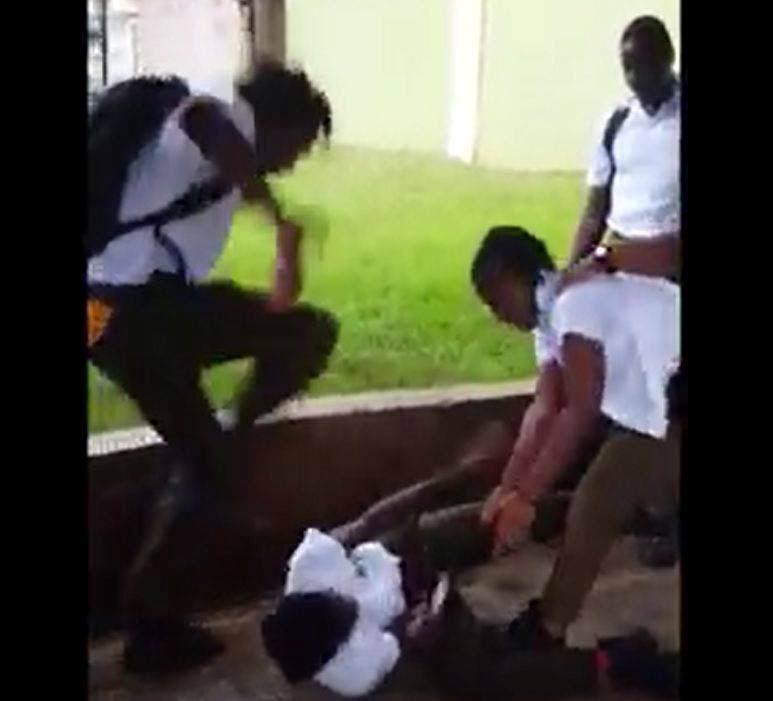 A still from a video showing a beating at the Princes Town West Secondary School. 