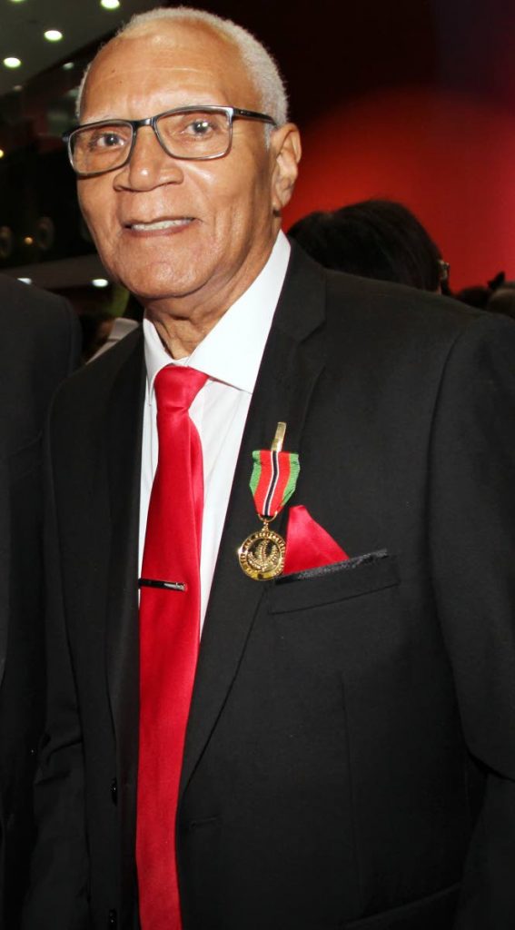 Jones P Madeira received the Chaconia Medal (Gold) for public service and journalism at the National Awards ceremony on Republic Day, in a career that spans 50 years in print, radio, television and communications. PHOTO BY SUREASH CHOLAI