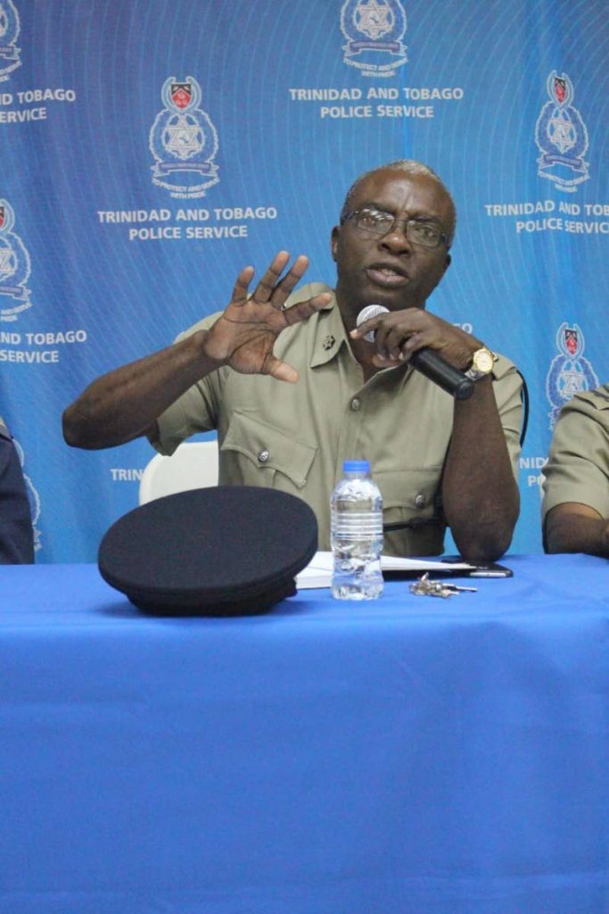 Acting Senior Superintendent Jeffrey George respond to concerns by citizens at a police meeting at the Signal Hill community centre last week Wednesday. 