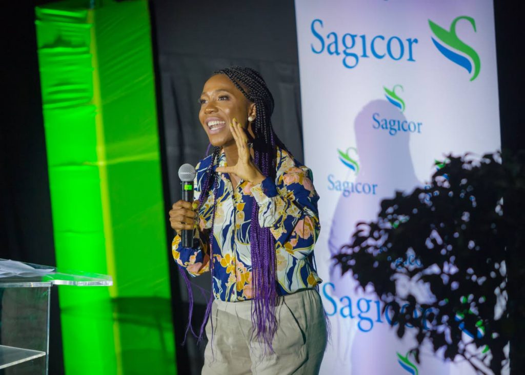 Two-time Olympic gold medallist Shelly-Ann Fraser-Pryce reminds Sagicor staff that “life is a race, but you have to be prepared for it” during her speech at Sagicor’s Live Your Passion Sales Rally on October 3, at MovieTowne, Chaguanas.