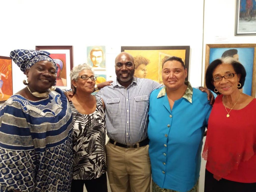 Artists Jeniffer Chichester, left, Lestra Henry, Larry Maynard, Petra Berment and Virgina Pacifique-Marshall host another exhibition, today at Trincity Mall.
Photo: Courtesy Virginia Pacifique-Marshall
