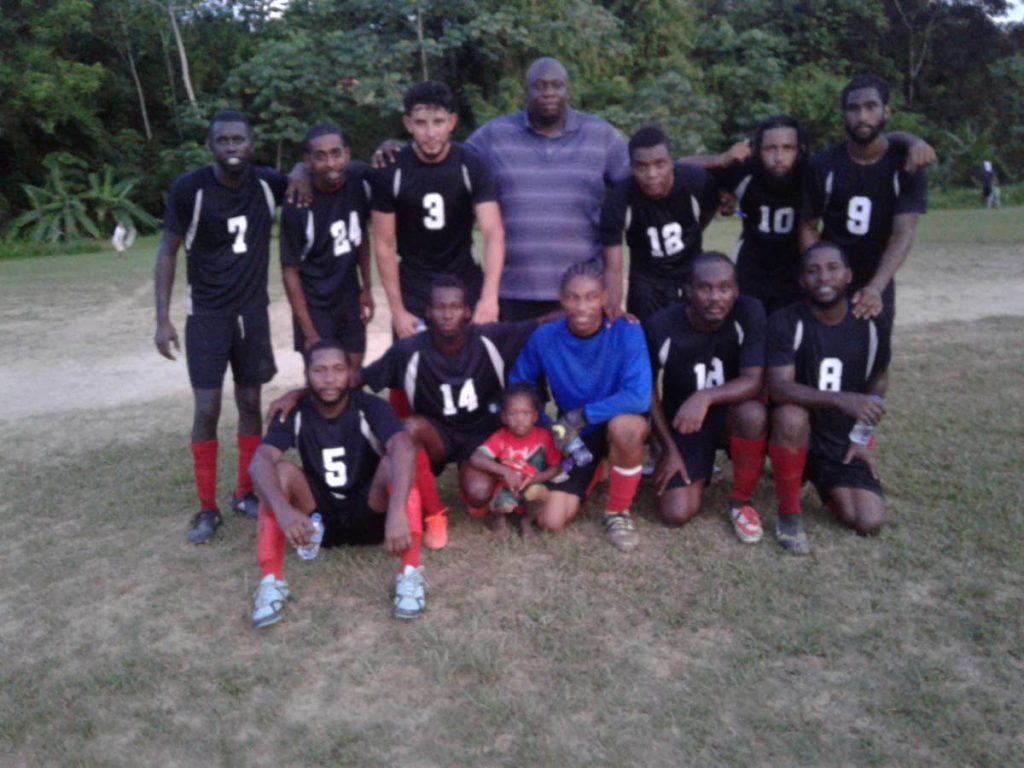 Pinto United players and supporters after their win in the Caribbean Welders Fishing Pond League, on Sunday.