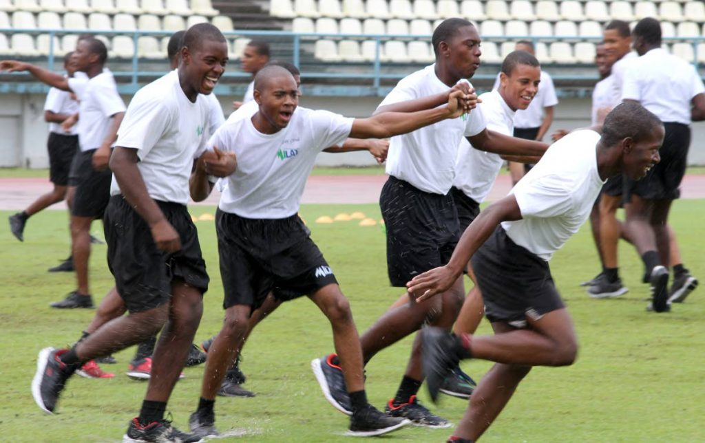 Youths from the MiLAT (Military-Led Academic Training) Academy at the final day of the US embassy’s Sport Diplomacy Soccer AssisTT programme,yesterday, at the Larry Gomes Stadium, Arima.

Photo: Roger Jacob