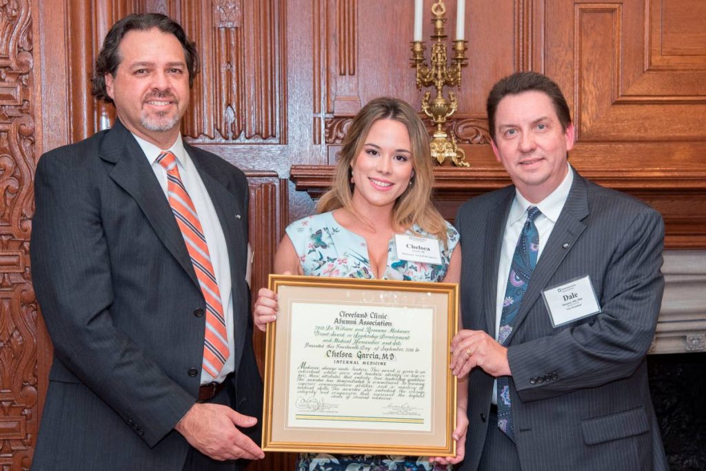 Dr Chelsea Garcia receiving the Michener Humanitarian Award.