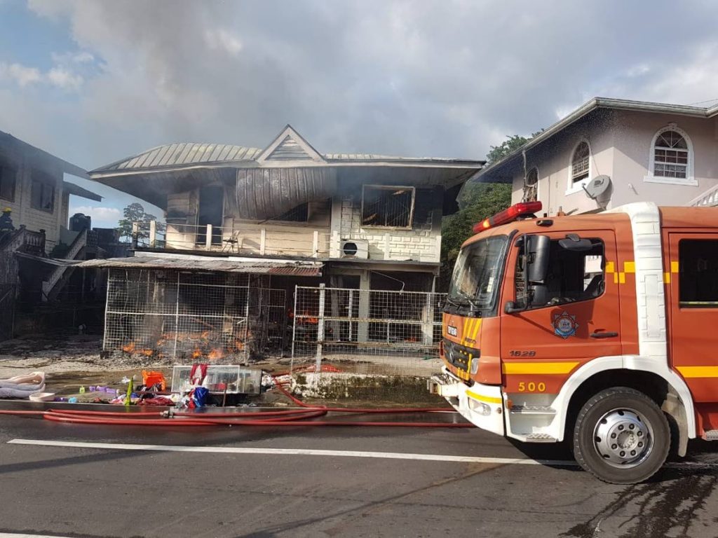 Fire destroys a home in Bonasse, Cedros, on Saturday.