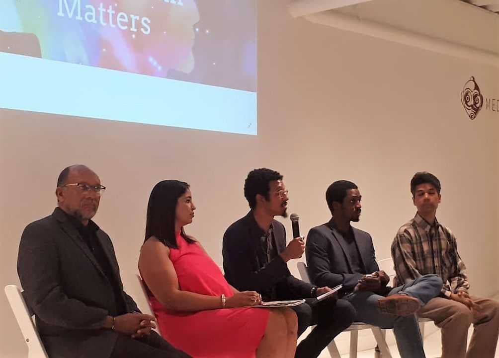 Panellists at the Building Better Men discussion are Dr Peter Weller, left, Sachelle Le Gall-Singh, moderator Alexander Girvan,  Dr Keron Niles and Dr Jerome Teelucksingh.