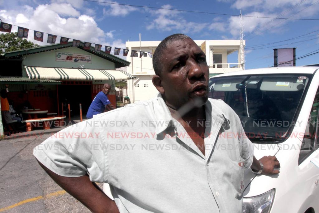 John David, president of the San Fernando/ Point Fortin taxi drivers association speaking on behalf of protesting drivers.

Photo: Lincoln Holder
