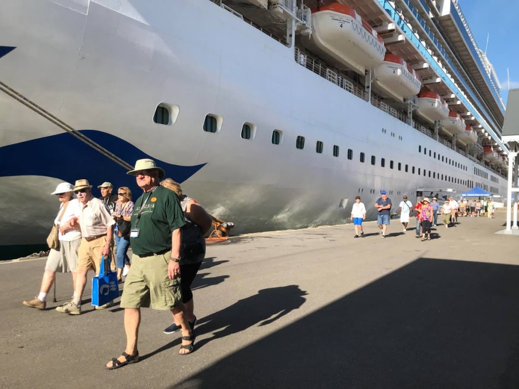 Passengers disembarking from the Caribbean Princess at the Port of Port of Spain. Photo courtesy Ministry of Tourism.