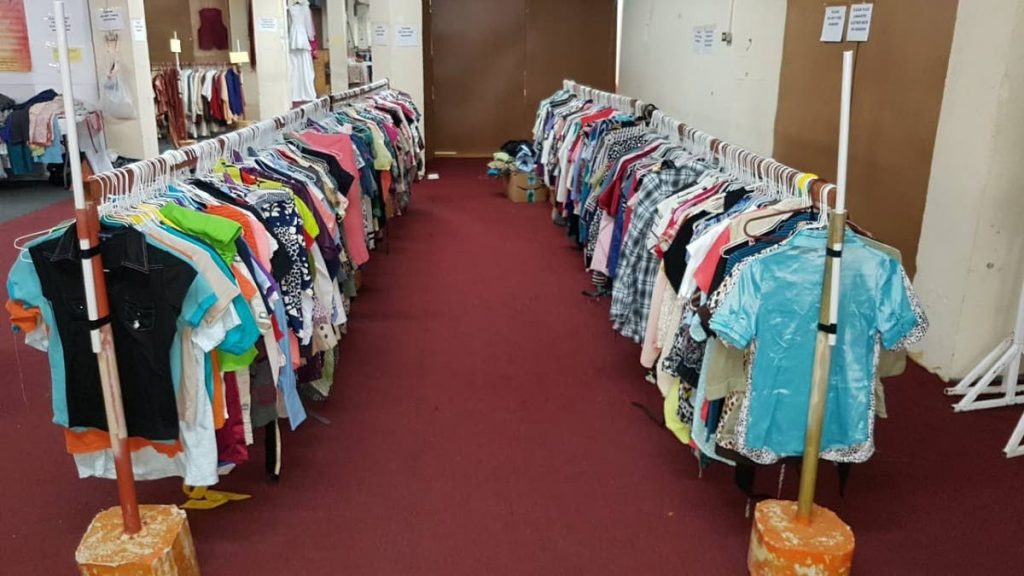 Clothing distributed during the charitable drive.