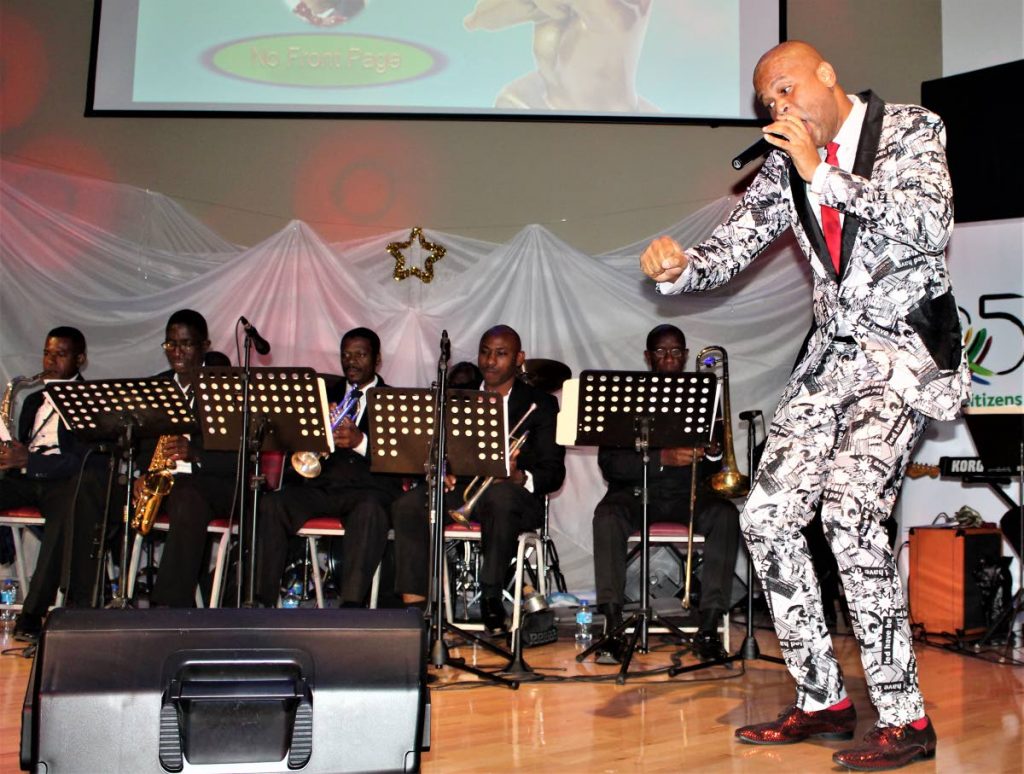 Calypsonian Duanne O’Connor performs at the Top 20 Stars of Gold awards ceremony at the Government Campus, Port of Spain, on Friday. PHOTO BY GARY CARDINEZ