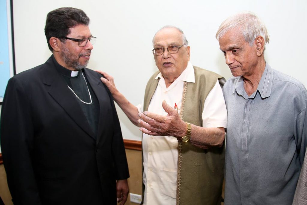 FLASHBACK: In June religious leaders met to call on Government to protect the traditional family and amend the Marriage Act to prevent the legislation of same-sex marriage. From left Archbishop of Port of Spain Fr Jason Gordon, SDMS president Sat Maharaj and ASJA President Yacoob Ali, following a press conference at the Archbishop House, Port of Spain. 
