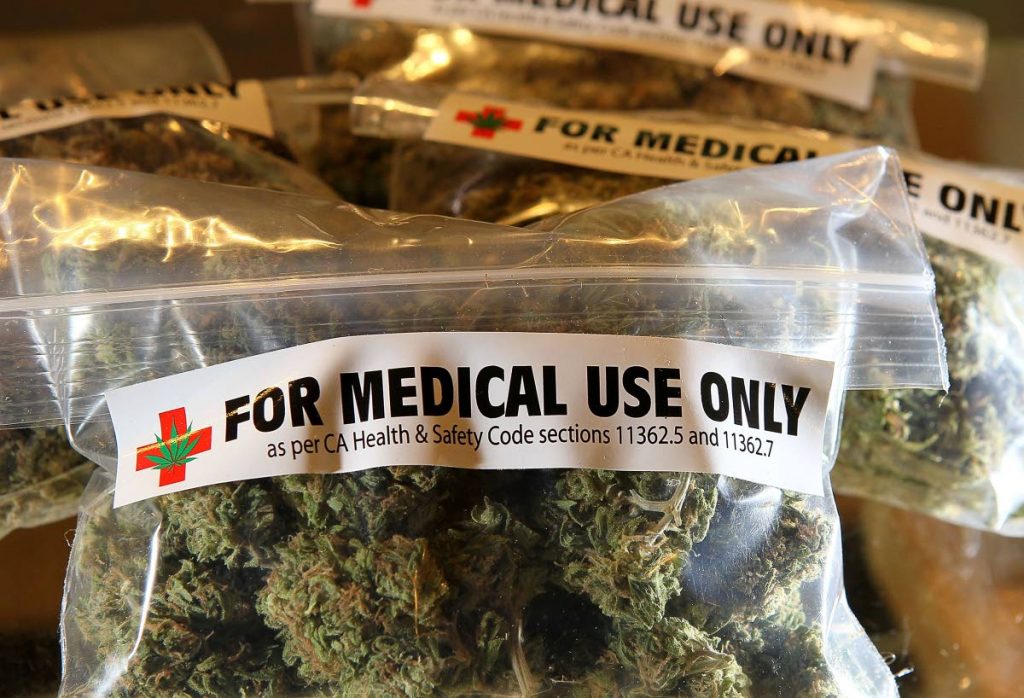 One-ounce bags of medicinal marijuana are displayed at the Berkeley Patients Group March 25, 2010 in Berkeley, California. TT prime minister Dr Keith Rowley on Friday said the process to decriminalise marijuana for medical use would begin in early 2019. GETTY IMAGES