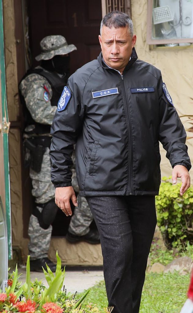 CoP Gary Griffith at the townhouse in Westmoorings where a major drug bust was made by the Police Special Operations Team last Tuesday. PHOTO BY AZLAN MOHAMMED