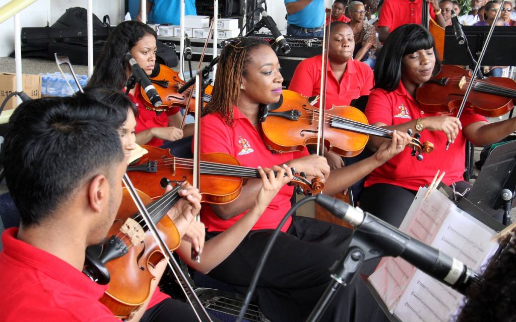 The National Philharmonic Orchestra performs at the Brown Bag Series - Christmas Edition at Nalis, Abercromby Street, Port of Spain.