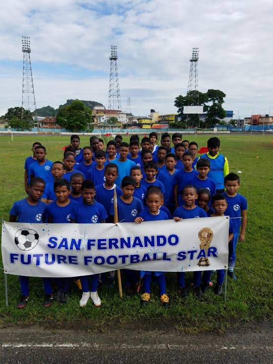 Participants at the San Fernando Future Stars Football Tournament, which took place at Skinner Park, San Fernando, recently. Photo coutesy San Fernando  Sports Academy. 