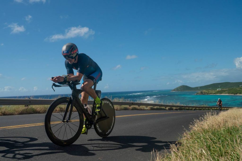 Jason Costelloe at Beauty and the Beast Long Course Caribbean Age Group Triathlon Championship in St Croix recently. PHOTO BY Sean McGuire of St Croix InMotion.
Virgin Islands Triathlon