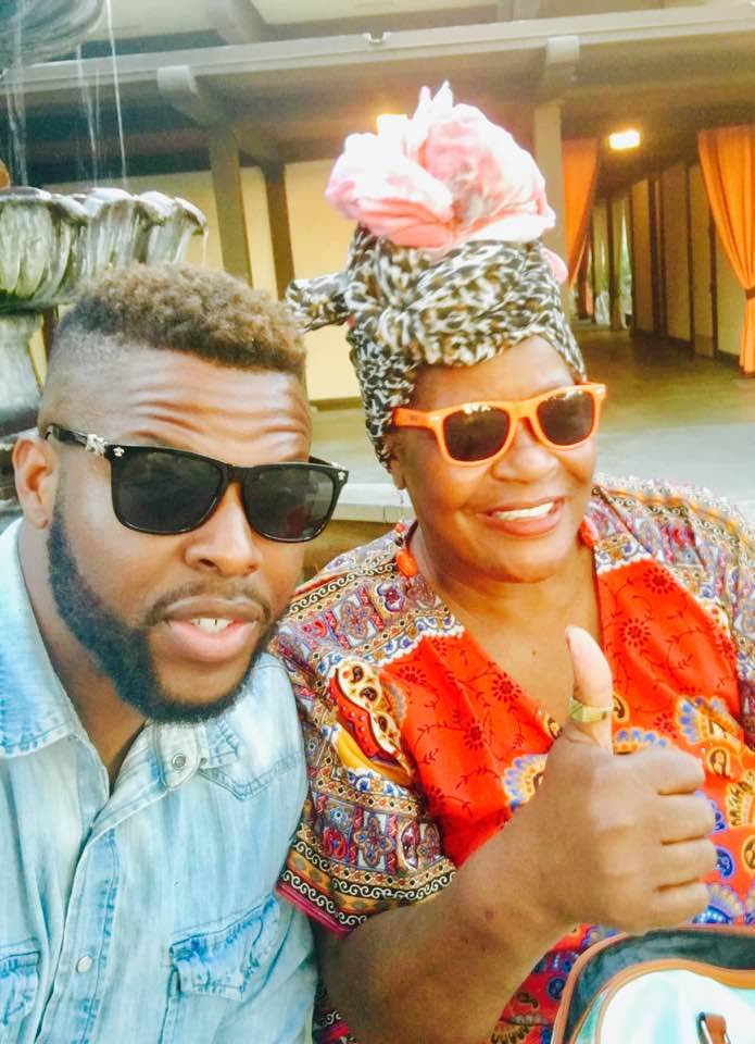 Actor Winston Duke, break-out star of Marvel’s blockbuster Black Panther, with his mother Cora Pantin.