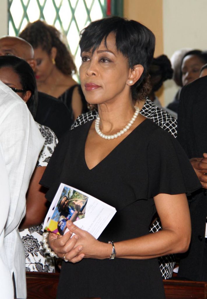 Sharon Rowley at the funeral service of Christopher 