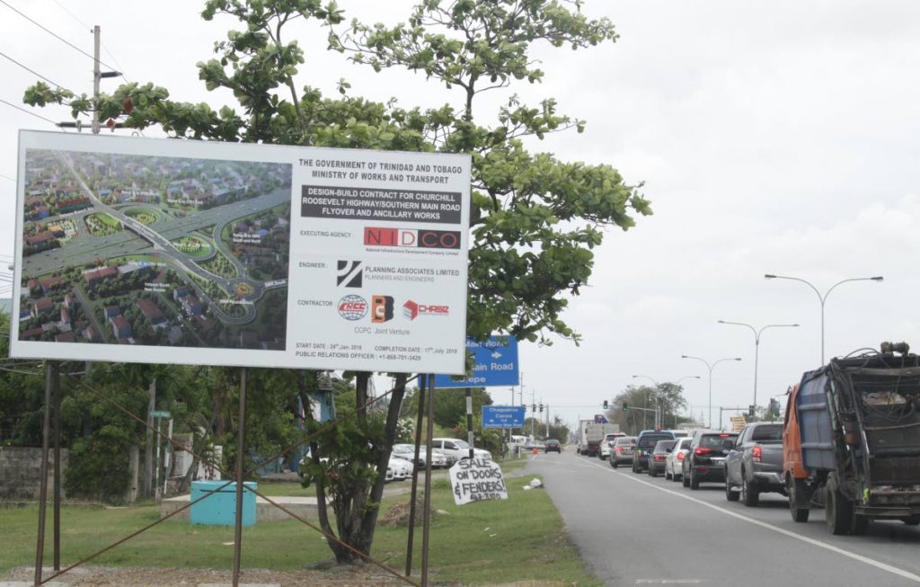 A sign of a map for Curepe Interchange on the Churchill Roosevelt Highway. FILE PHOTO