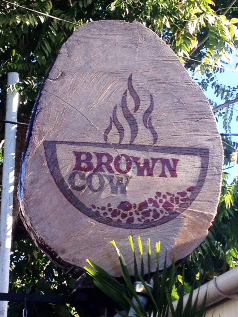 The sign announces the Brown Cow restaurant in Crown Point