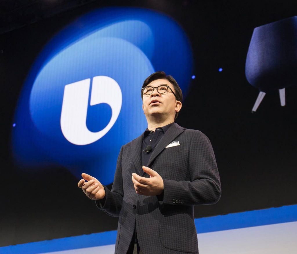 Samsung’s president and CEO HS Kim presents the company’s strategy at CES. Photos courtesy Samsung.