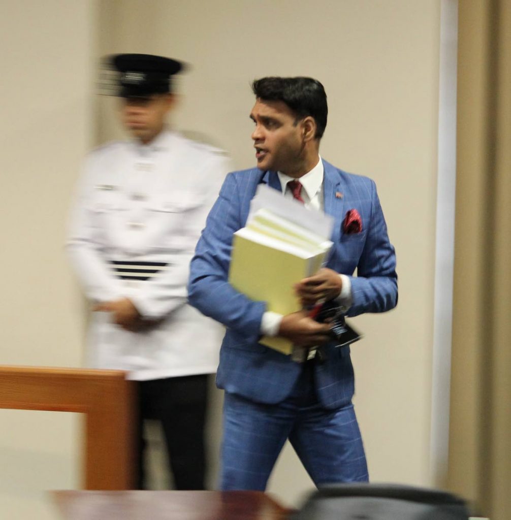 I’M GONE: Princes Town MP Barry Padarath leaves the Parliament chamber after disagreeing with a ruling made by Standing Finance Committee chairman Brigid Annisette-George.  PHOTO BY ROGER JACOB