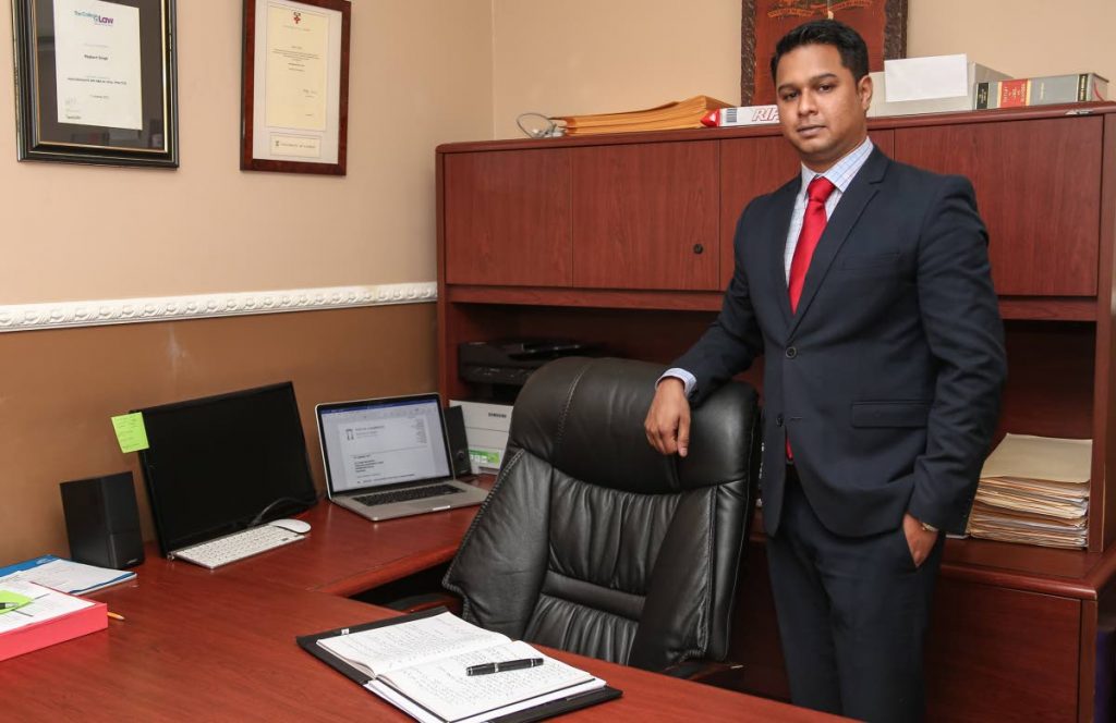Rajkavir Singh at his law office in Port of Spain. Singh, who is a director of Southex Event Management Co, founded by his father, George Singh, told Business Day that they have put together a succession plan for the continuation of Southex and maintaining the service it's known for. Photo by Jeff Mayers