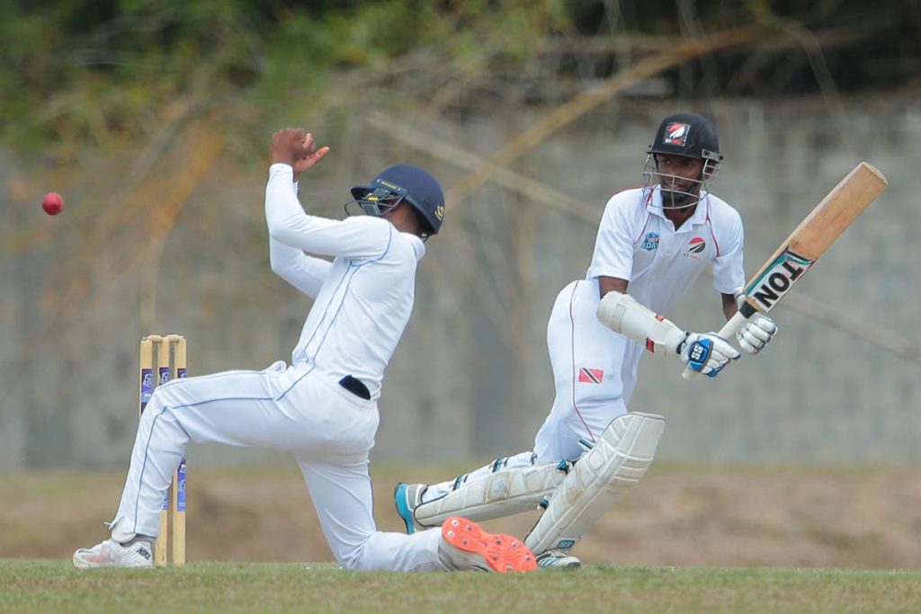 FLASHBACK: Red Force batsman Jeremy Solozano in action during a previous edition of the regional four-day tournament. Solozano scored an unbeaten 78 yesterday against the Leeward Islands at the Brian Lara Academy, Tarouba. 