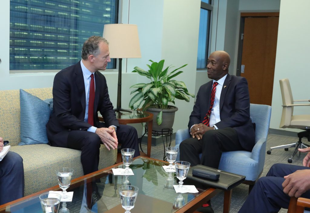 Ambassador Jonathan Cohen's meets with Trinidad and Tobago, PR Keith Rowley, FM Dennis Moses, PR Pennelope Beckles and Mr. Vladamir Budhu, Second Secretary. Photo courtesy Office of the Prime Minister.