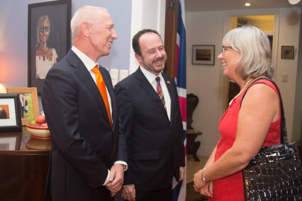 EU Ambassador Aad Biesebroek, British High Commissioner Tim Stew greet Canadian High Commissioner Carla Hogan Rufelds at a function in 2017. FILE PHOTO