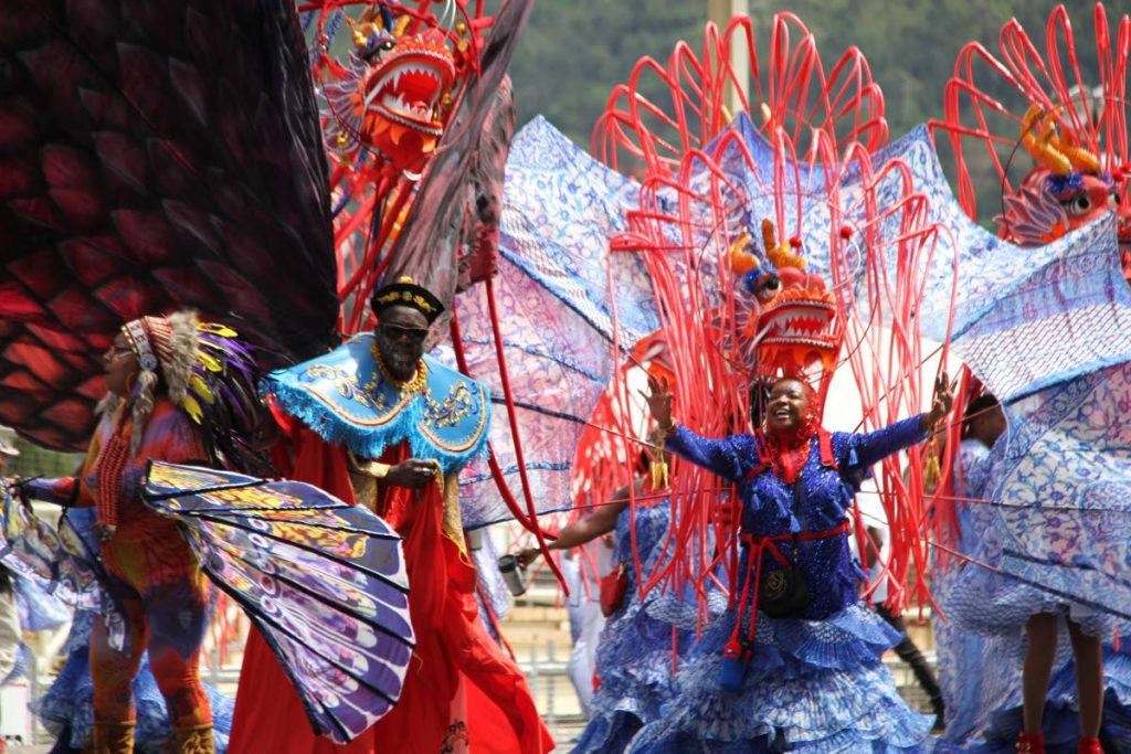Masqueraders in K2K's Carnival band at the Queen's Park Savannah, Port of Spain on February 13, 2018. Masqueraders may receive part of copyright fees paid to bands when mas images are used for commercial use, says the TT Carnival Bands Association. FILE PHOTO/SUREASH CHOLAI