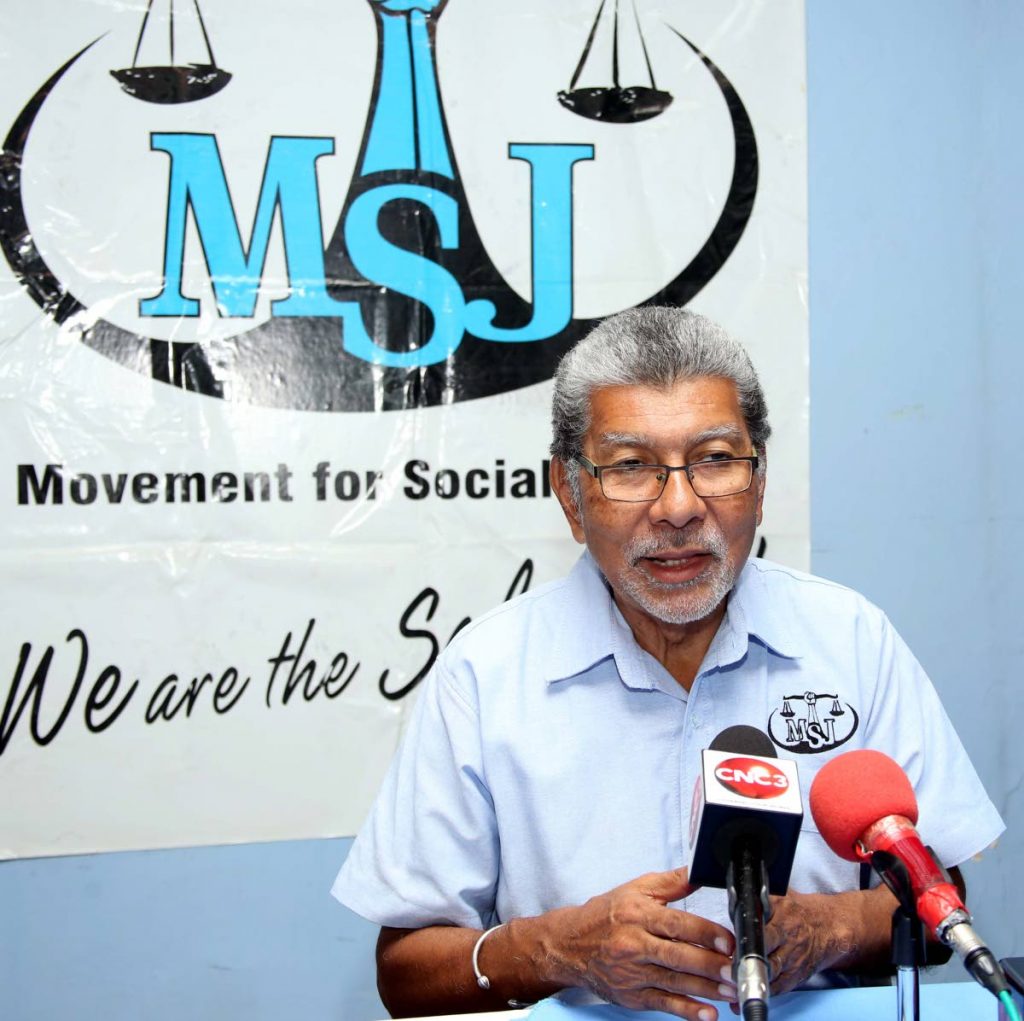 In this January 13, 2019 file photo MSJ leader David Abdulah addresses a media conference at the party's head office in San Fernando. FILE PHOTO