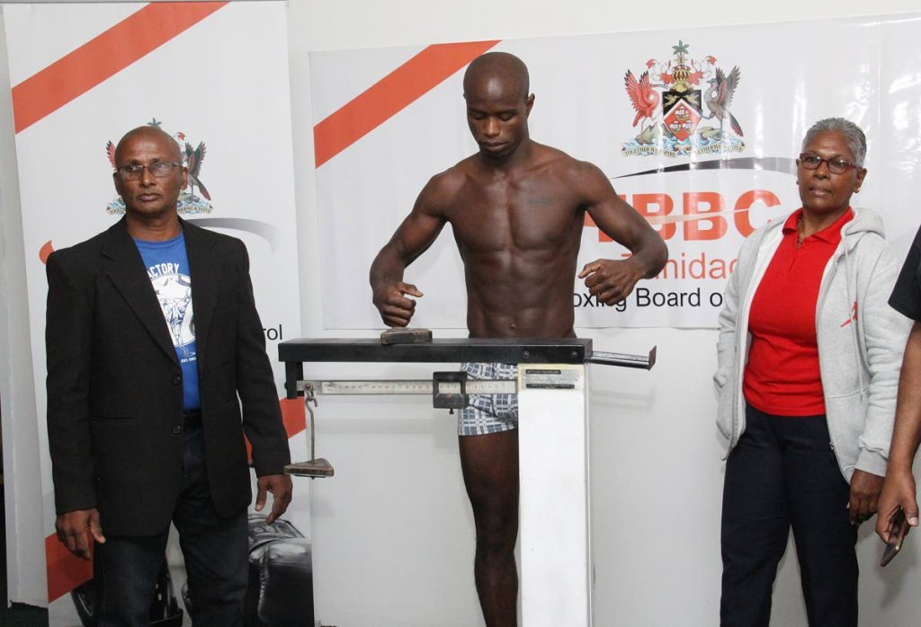 Prince-Lee Isidore during a weigh in at the TBBC, Hasley Crawford Stadium, on Friday. PHOTO BY ANGELO MARCELLE