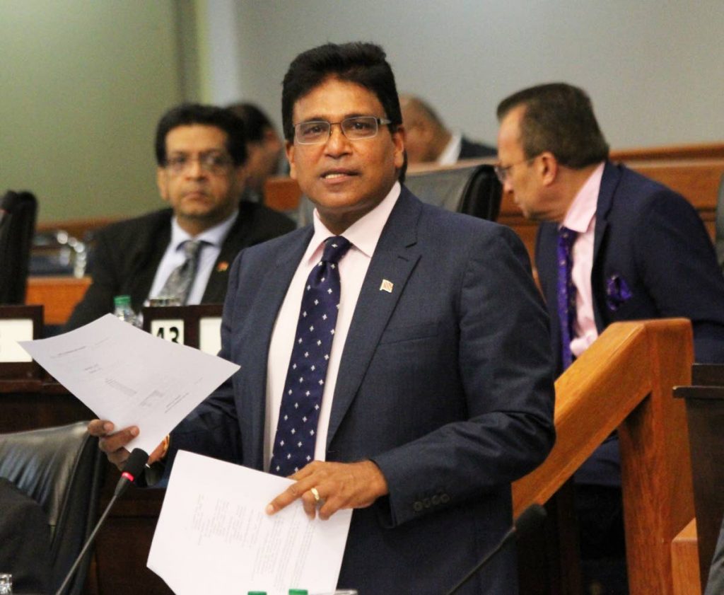 Member of Parliament for Oropouche East Roodal Moonilal makes his presentation during debate in the House of Representatives on Friday at the International Waterfront Centre, Port of Spain. PHOTO BY AYANNA KINSALE