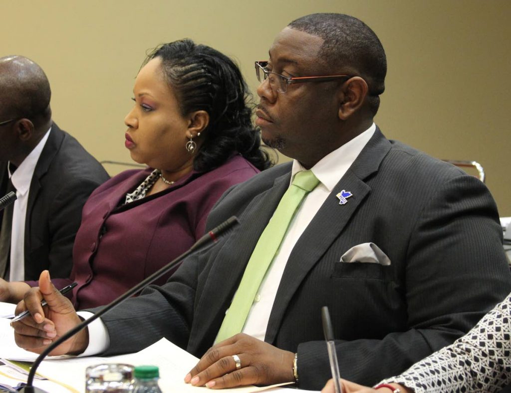 Hanif Benjamin, Chairman of Children's Authority and Assistant Superintendent Claire Guy-Alleyne of Children Protection Unit
The Special Select Committee of Senate on Sexual Offences Amendment Bill 2019, J Hamilton Maurice Room, Parliament Building, Waterfront, Port of Spain, Tuesday, February 26, 2019. PHOTO BY ROGER JACOB.  