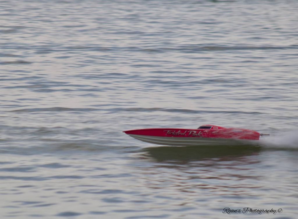 Tickled Pink, driven by Tristan Gioannetti, won the Stock catergory at the TT Model Power Boat Club’s event recently.