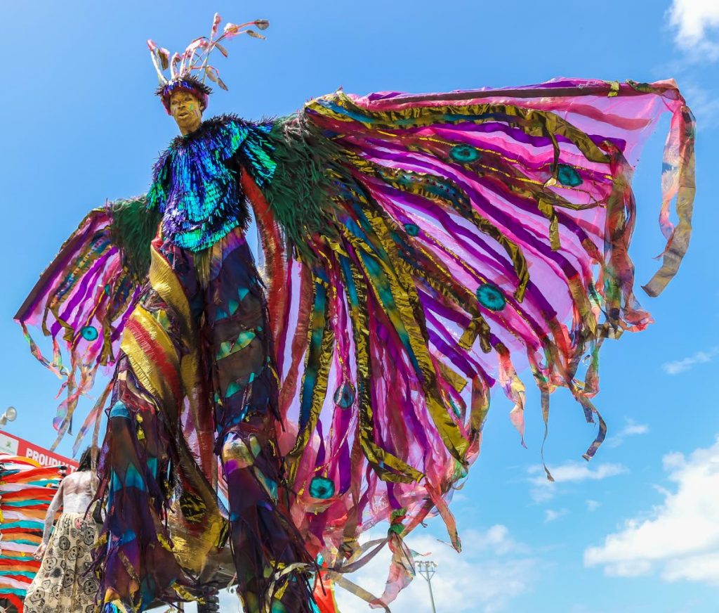 A majestic king from Moko Sõmõkow’ hovers over the Queen’s Park Savannah, Port Spain stage on Carnival Tuesday. FILE PHOTO