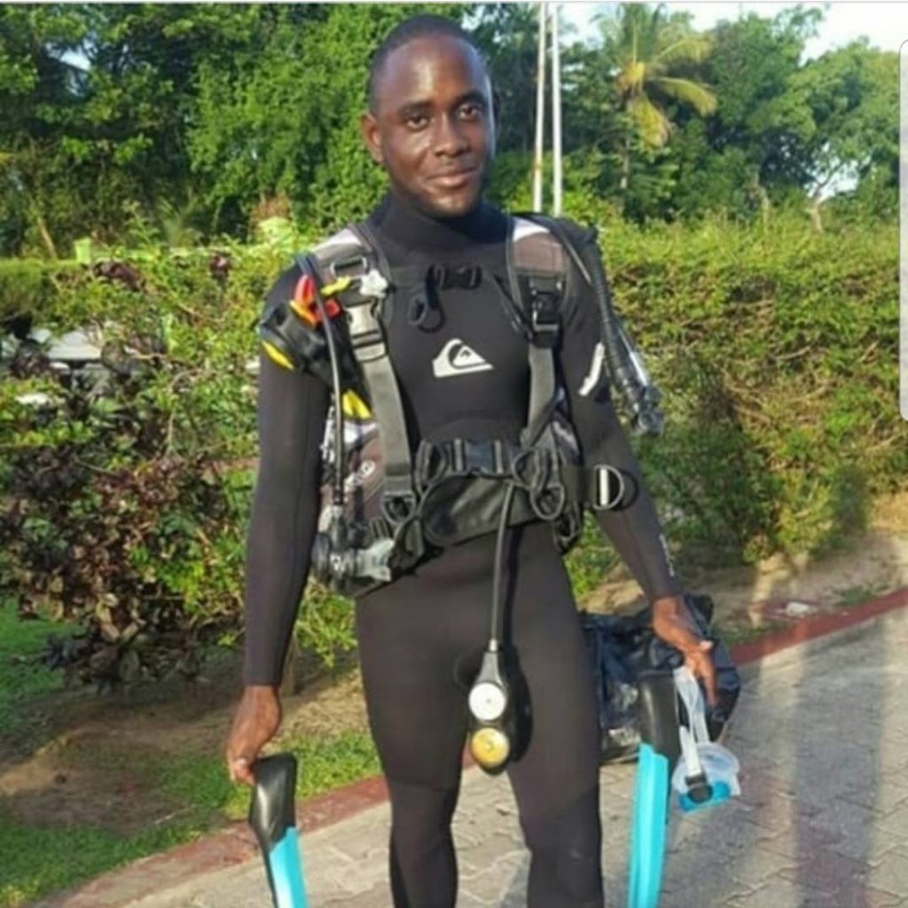 READY TO DIVE: Giovanni Vidalis at Storebay prepped for an underwater expedition. 