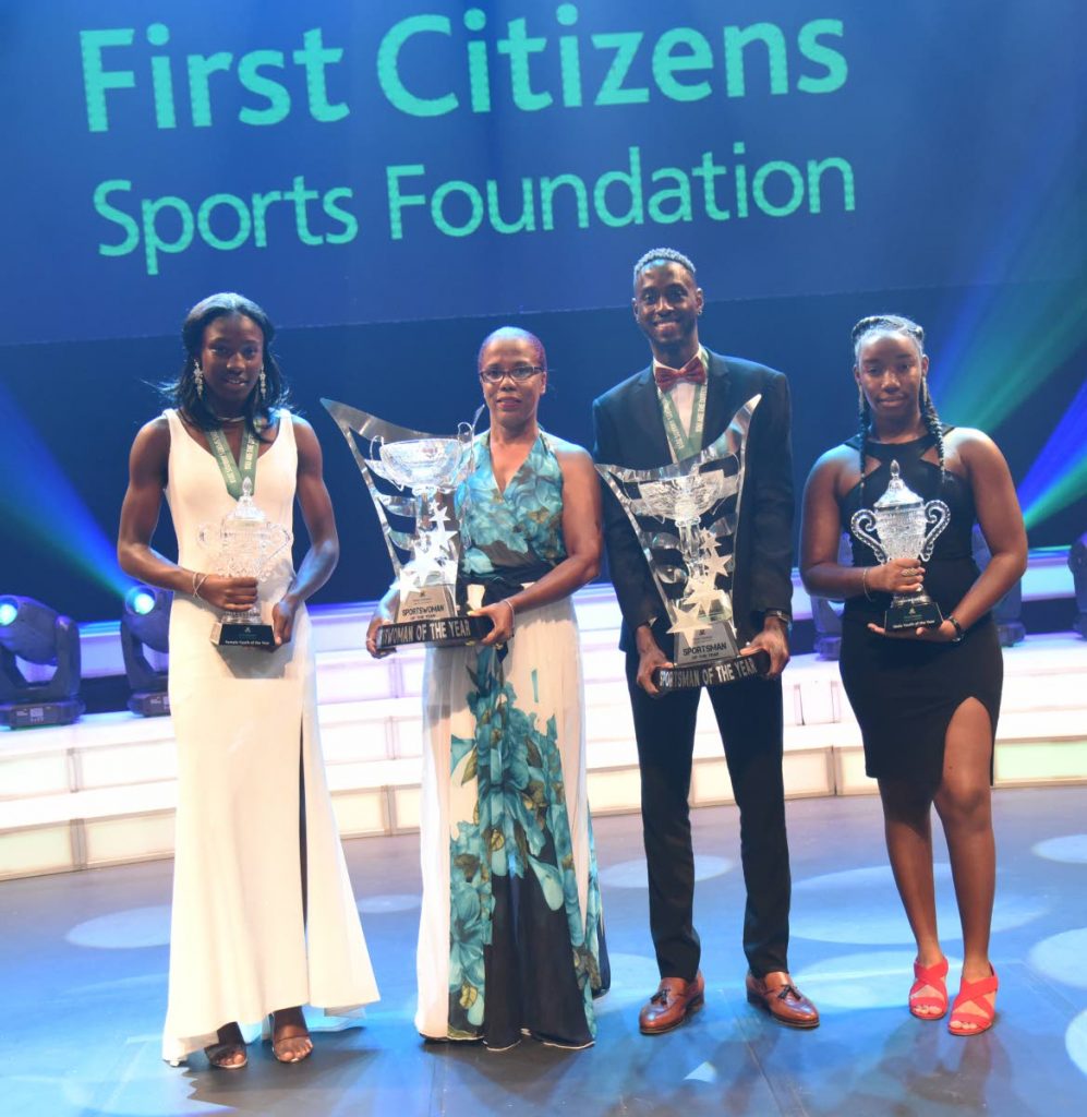 Awardees pose for a photo during Frist Citizens 2018 Sports Awards at Queen Hall St.Anns. PHOTO. BY, KERWIN PIERRE. 