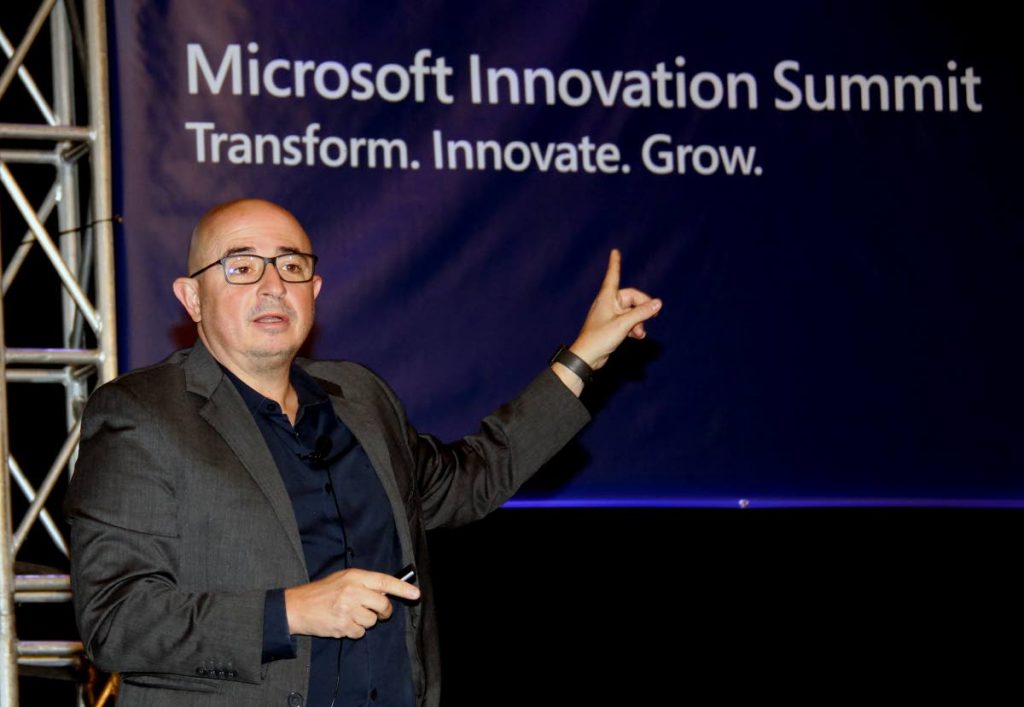 Microsoft director Roberto Icasuriaga Gatti speaks at the company's innovation summit at the Hyatt Regency in Port of Spain, on Tuesday. PHOTO SUREASH CHOLAI