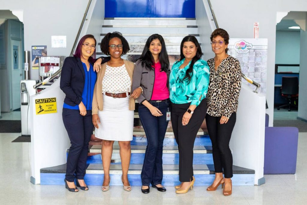 Elisa Doldron, business executive officer; Siti Jones, employee relations and talent manager; Kristin Martinez, head of human resources; Kavita Maharaj, business excellence manager; Denise D'Abadie, head of corporate communications. Photo courtesy Nestle