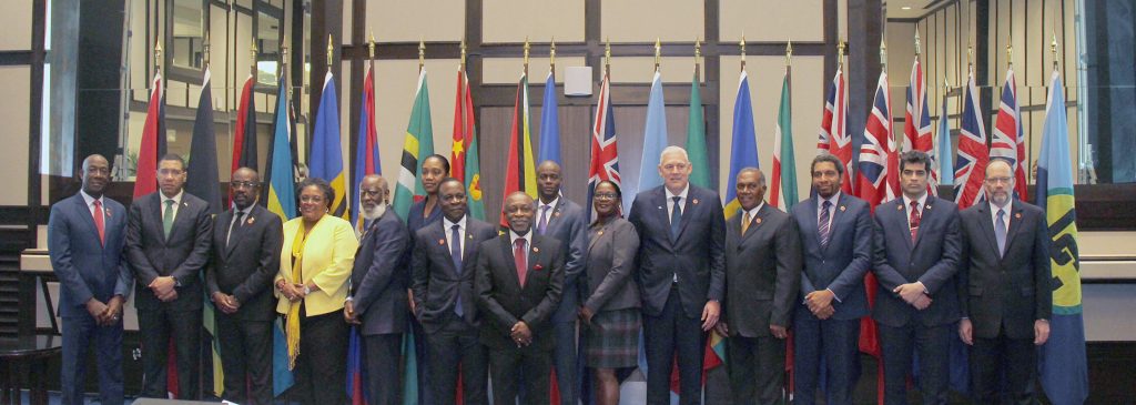 File photo: At Left PM Dr Keith Rowley with other heads of Government at the opening of the  18th Special meeting of heads of Government of Caricom single market and Economy.

Photo courtesy Government Information 