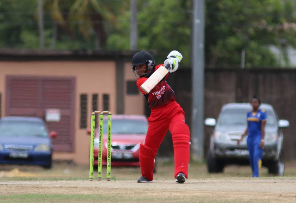 A TT batter plays a shot in a previous round of the Cricket West Indies TT Women's Cricket Association Under-19 T20 competition. PHOTO BY ANSEL JEBODH