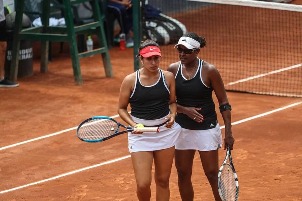 TT Fed Cup players Breana Stampfli, left, and Anneliese Rose at the Fed Cup in a previous match. 
