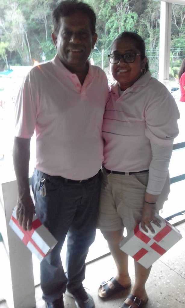 The father and daughter team of Takoor and Deana Ramnath, sponsored by Trinidad Newsday, at the St Andrew’s Golf Course, Moka, Maraval after winning the 19th annual Scotiabank Foundation Charity Golf Tournament last year. PHOTO BY JOEL BAILEY