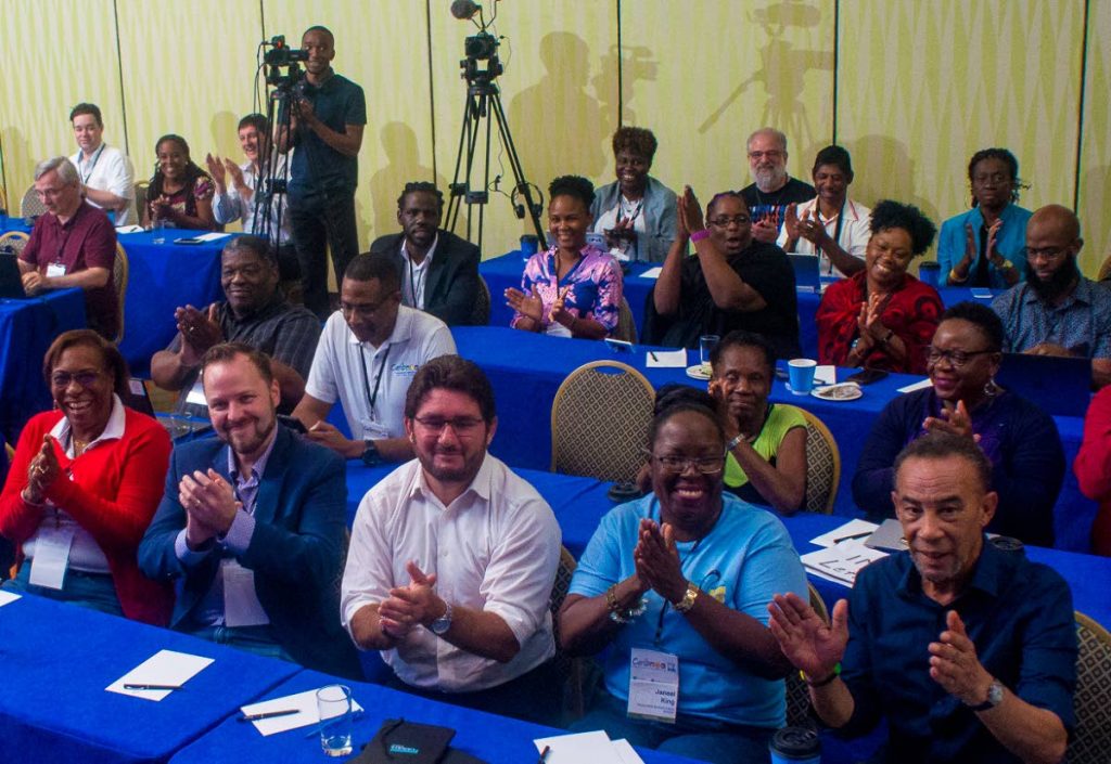 Participants at the 17th regional meeting of the Caribbean Network Operators Group (CaribNOG), held at Needham’s Ballroom, Hilton Barbados Resort, Bridgetown, on April 10 to 12. Photo courtesy Caribbean Network Operators Group