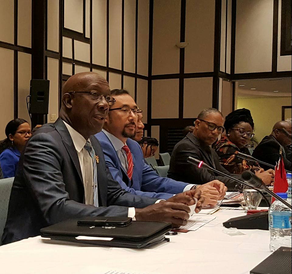 Prime Minister and Lead Head of Government for Crime and Security in the CARICOM Quasi-Cabinet for the Council for National Security and Law Enforcement (CONSOLE), speaking at the 19 th special meeting of the Conference of Heads of State and Government of the Caribbean and Community on security, at the Trinidad Hilton earlier today. 