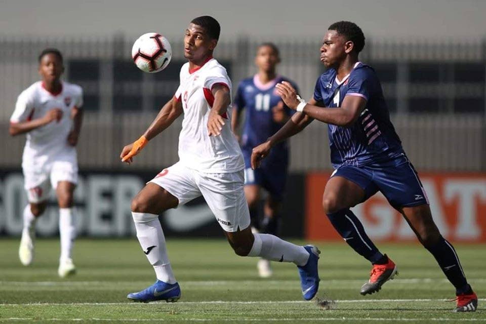 TT's Justin Araujo-Wilson controls the ball against Bermuda in a previous Concacaf Under-17 Championship match. PHOTO COURTESY CONCACAF 